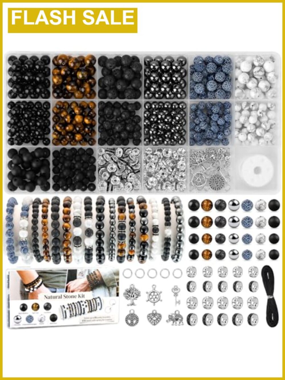 467pcs 6/8mm Natural Stone Beads Kit with Healing Gemstones